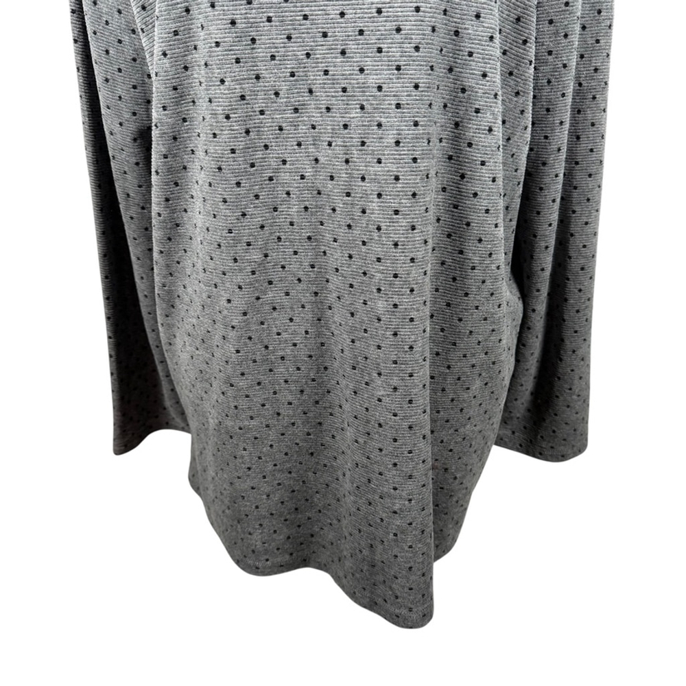 Talbots Velour Ribbed Knit Tunic Top Gray Black Polka Dot Soft Casual size XL - Picture 4 of 10